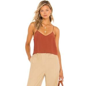 WILD HONEY • Coral Orange Satin V Neck Crop Boho Tank Top